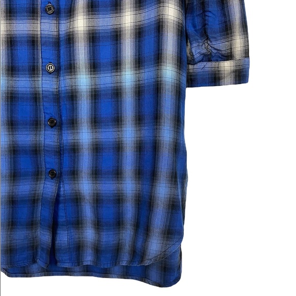 BB Dakota Keenan Blue Black White Plaid Shirt Dress Size Small - Picture 5 of 7